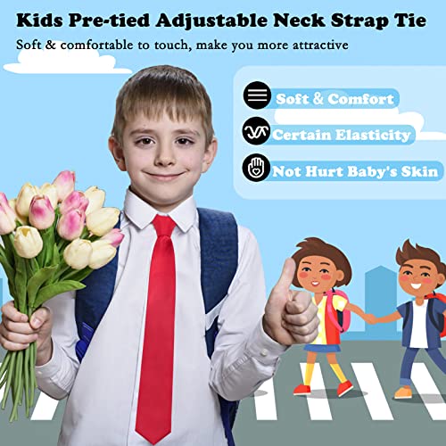 Mantieqingway School Ties for Boys Kids Adjustable Pre-tied Zipper Neck Tie for Weddings Graduation School Uniforms, 14inch3