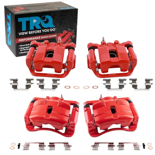 Image of TRQ Performance Front and Rear Brake Caliper Set Coated Brackets Compatible with 2008-2013 Nissan Rogue 2014-2015 Rogue Select