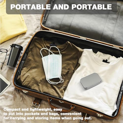 Image of HASTHIP 4 Pcs 31g Silver Aluminium Small Tin - Portable Rectangular Metal Hinged Tin Box Container Mini Portable Small Storage Container with Lid for Make Up, Candles, Jewellery, 95x60x20mm