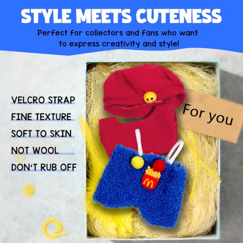 AICase Für Labubu-Kleidung/für Labubu-Outfits, Kleidungsset für 17 cm große Lububu-Puppe, 3-teiliges Set mit Hutkleidung für LA BUBU, Jungen und Mädchen, stilvolle entzückende Puppenkleidungszubehör