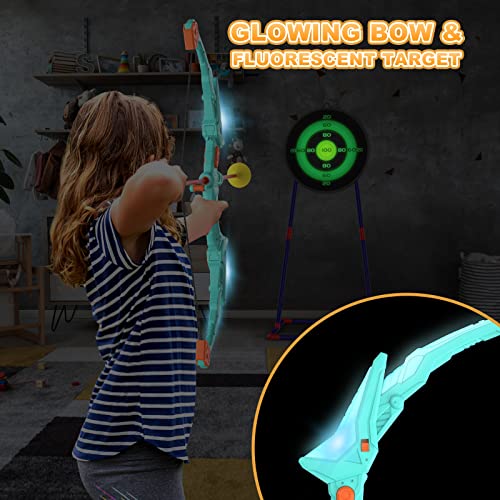 Kmuxilal 8009 2 Pack Kids Bow And Arrow Set With Led Flash Lights, 14 Suction Cup Arrows And Fluorescence Standing Target-Perfect Indoor And Outdoor Archery Set Toy Gift thumb #5