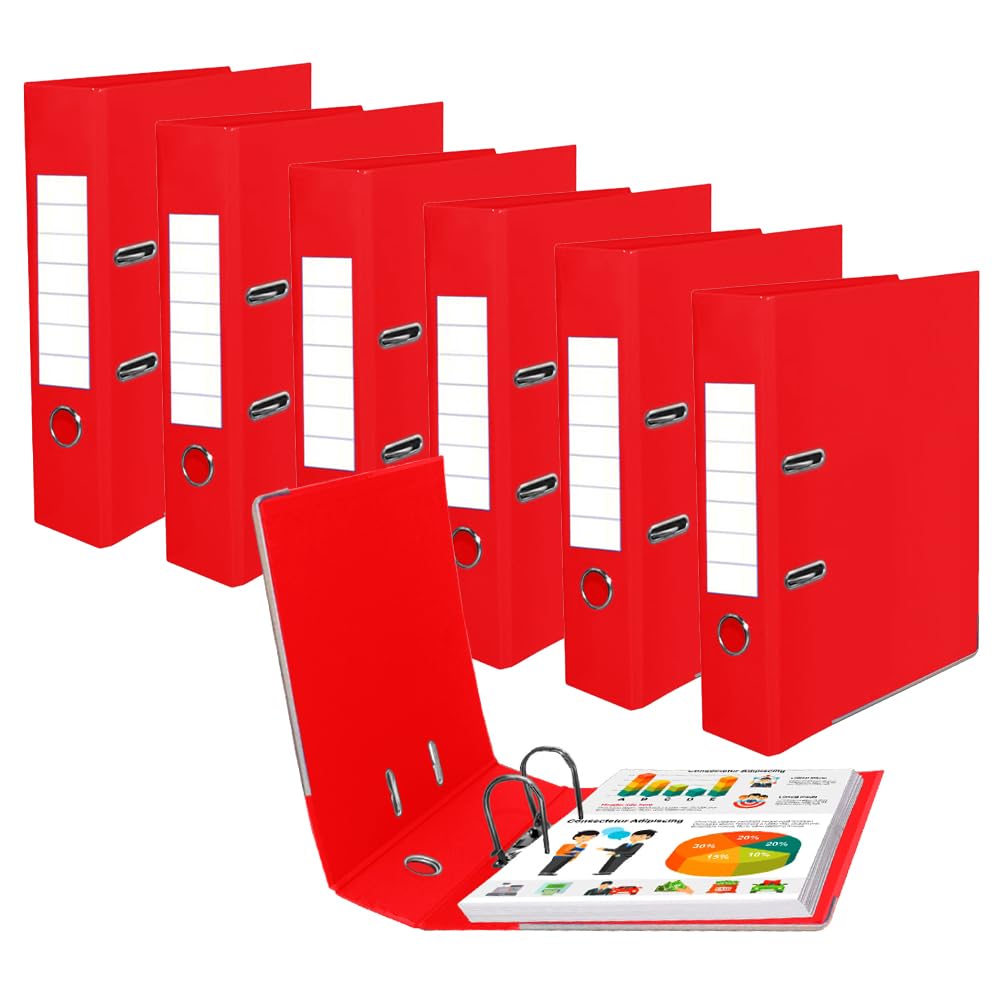 A4 Lever Arch Files Red Colour – Durable Heavy Duty Paperwork Binders with Metal Edge & Thumb Hole for Easy Access, Perfect for Office, School & Home Filing and Organisation (7)