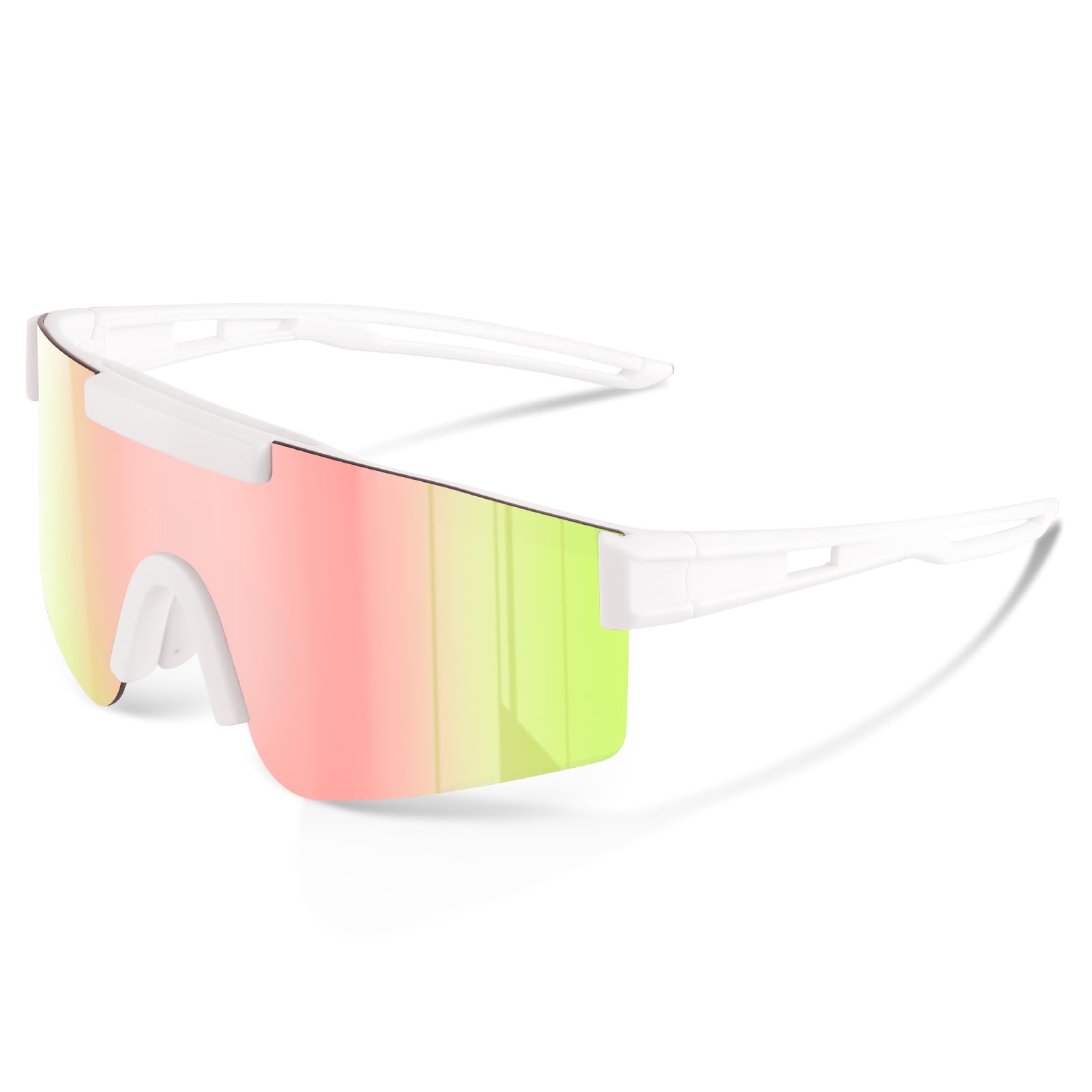konqkin Cycling Glasses-Sports-Sunglasses-Mens-Womens-Polarised Sun Glasses UV400 Protection Ski Goggles Outdoor Bicycle Motorbike,white pink — image 1