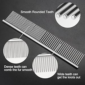 2 Pack Dog Combs, Premium Cat Comb for Removing Tangles, Knots and Floating Hair. Stainless Steel Dog Grooming Tools, Metal Flea Comb, Pet Combs with Rounded Teeth. 2 Pack Dog Combs Premium Cat Comb for Removing Tangles Knots and Floating Hair Stainless Steel Dog Grooming Tools Metal Flea Comb Pet Combs with Rounded Teeth
