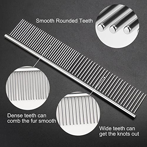 2-Pack-Dog-Combs-Premium-Cat-Comb-for-Removing-Tangles-Knots-and-Floating-Hair-Stainless-Steel-Dog-Grooming-Tools-Metal-Flea-Comb-Pet-Combs-with-Rounded-Teeth 2 Pack Dog Combs Premium Cat Comb for Removing Tangles Knots and Floating Hair Stainless Steel Dog Grooming Tools Metal Flea Comb Pet Combs with Rounded Teeth
