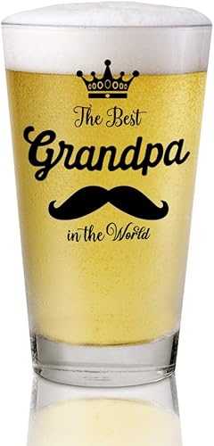 AGMdesign, El mejor abuelo en el mundo cerveza de cristal de 16 oz, regalo para papá y abuelo de Hija Hija
