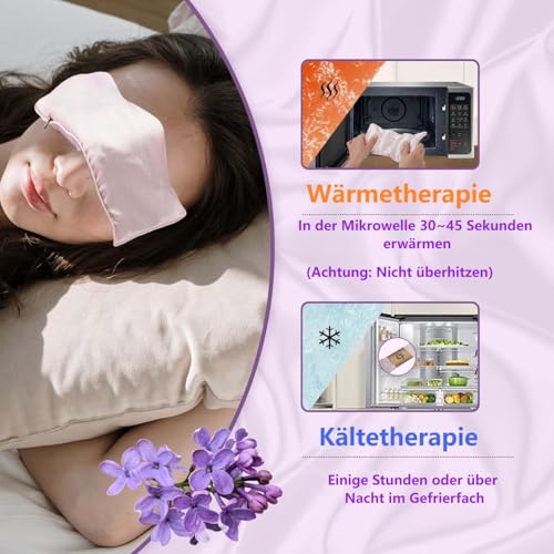 Hihealer Seiden Augenmaske 2er Set Lavendel Gewichtet, für Schlafen, Yoga, Spa, Meditation, Feucht- und Kaltkompressen, Selbstpflege Entspannungsgeschenke Frauen
