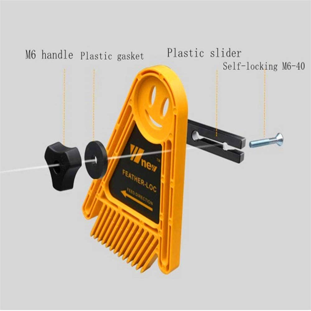 Featherboard Saftly Table Saw Push Block,Pack of 2 Table Fence for Woodworking T-slots Miter Slots on Tablesaws,Router Tables and Band saws (Yellow) - - 