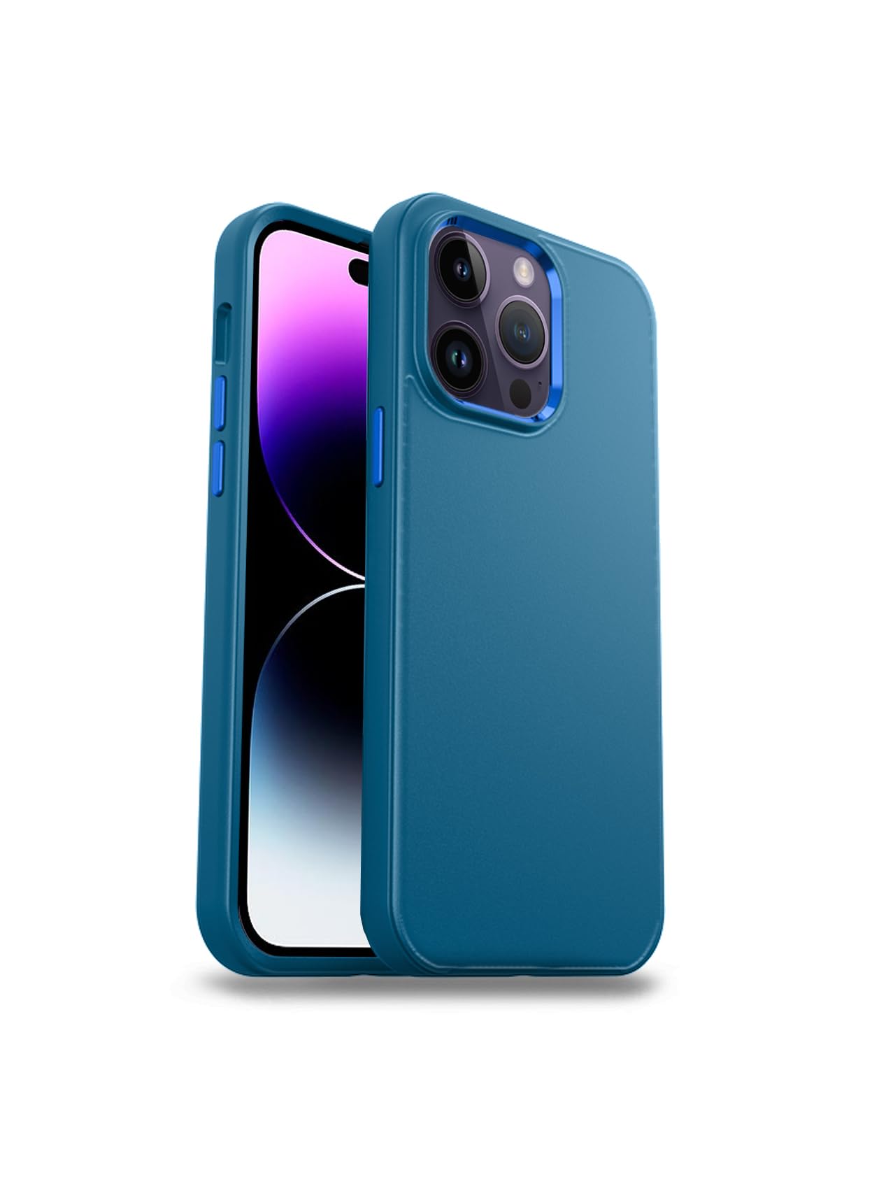 WtechMetal Camera Frame Matte TPU Phone Back Case Cover for Apple iPhone 14 Pro, Max Sky Blue