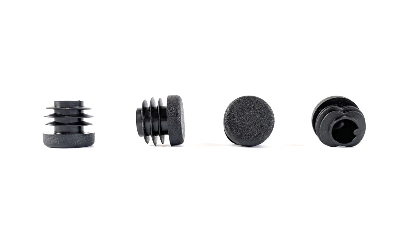 Keay Vital Parts Black Round Ribbed Plastic Insert Plugs End Caps (18Mm-See Second Image For Dimensions, Pack Of 8) Made In Germany.