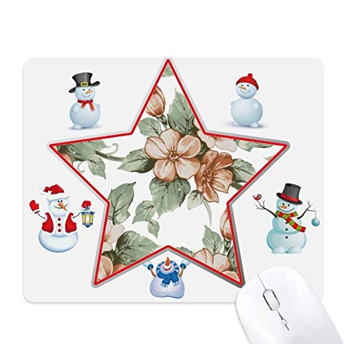 Tapis de souris rotin et fleurs décoratives bonhomme de neige