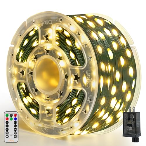 Ollny Christmas Lights 800 LED 262 FT Plug in, IP67 Waterproof Green Wire Outdoor Christmas Lights with Remote, 8 Modes and Timer Christmas Tree Lights for House Indoor Xmas Decorations (Warm White) Ollny Christmas Lights 800 LED 262 FT Plug in, IP67 Waterproof Green Wire Outdoor Christmas Lights with Remote, 8 Modes and Timer Christmas Tree Lights for House Indoor Xmas Decorations (Warm White)