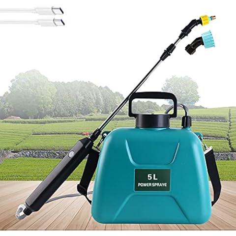 Battery Powered Sprayer, Sprayers in Lawn and Garden with USB Rechargeable Handle, Electric Sprayer with Telescopic Wand 2 Mist Nozzles and Adjustable Shoulder Strap, Potable Garden Sprayer for Garden Cover