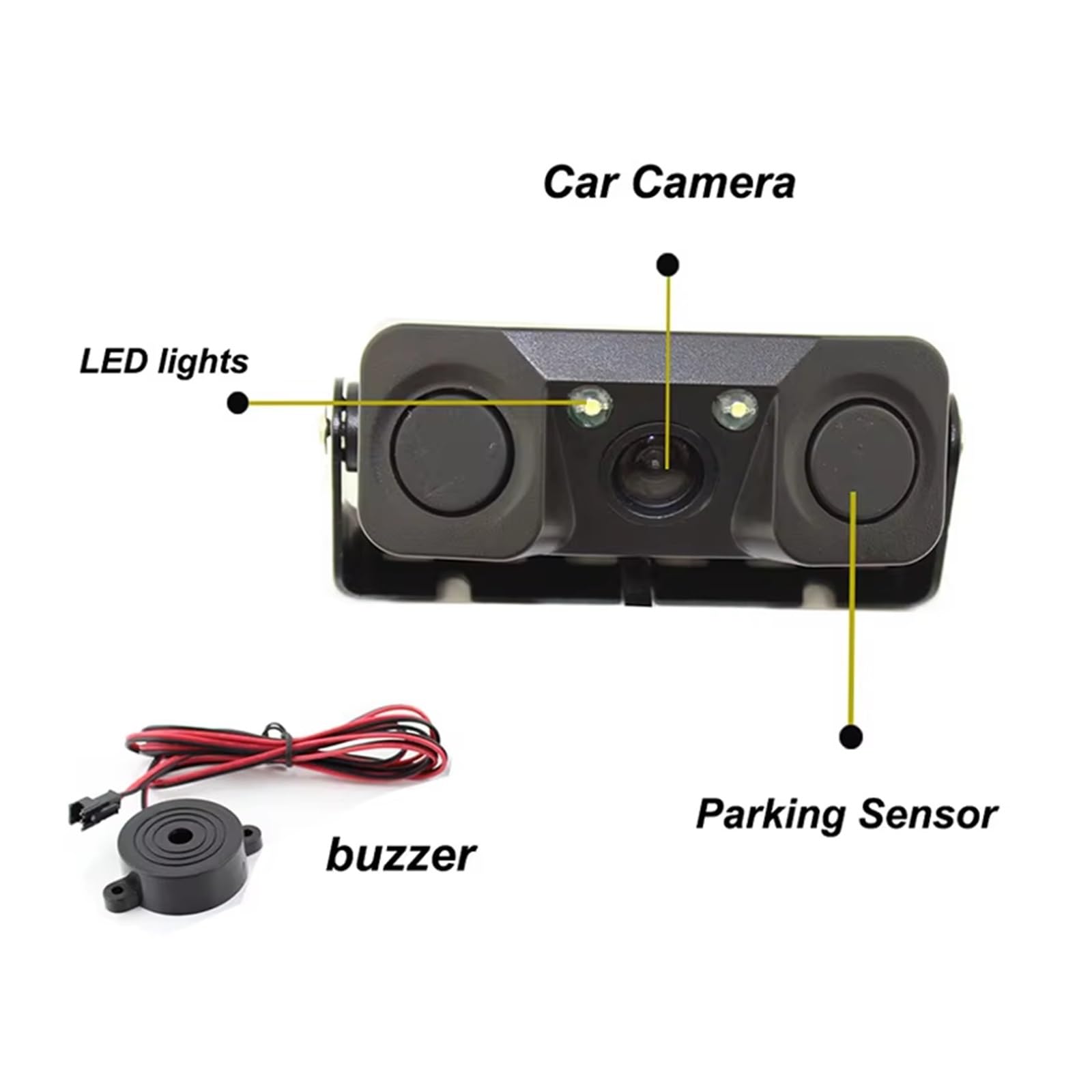 Telecamere Retromarcia Telecamera Posteriore Auto CCD HD 3 in 1 Sensore Radar Parcheggio Visione Notturna LED Telecamera