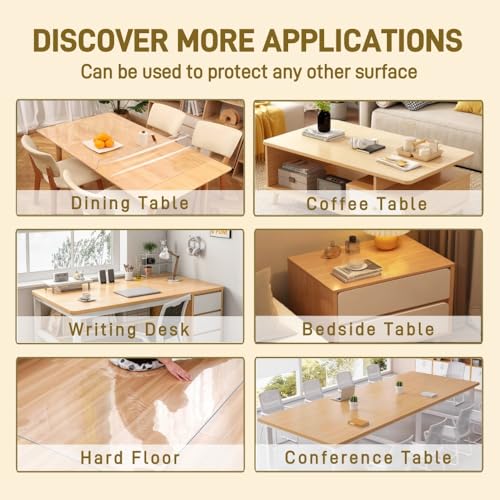 Nappe de protection de table en PVC transparent pour meuble et commode