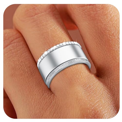 2-Pack Gold Plated Stacking Rings for Oura Ring 4/Gen 3, Non Tarnish,Matte Finish Sandblast Ring with 14K Zirconia Simulated Diamond Ring Stack for Women Size 5-102