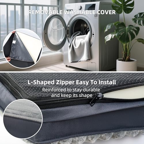 Dog Bed Large Sized Dogs, Orthopedic Flannel Pet Beds with Removable Washable Cover, Waterproof Indestructible Big Dog Bed with Anti-Slip Bottom, Egg Crate Memory Foam Pad, 35.0"x22.0"x3.0", Grey - Image 7