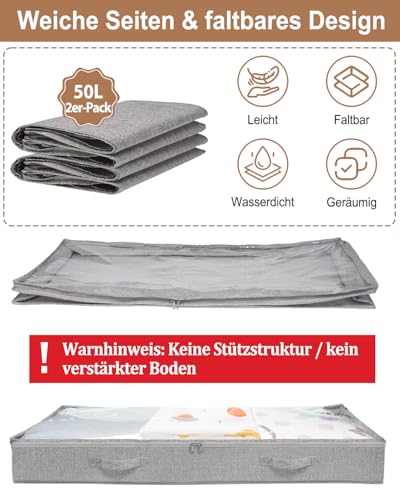 mepure Unterbett Aufbewahrungsbox 10cm Hoch, Ultraflach 100×50×10cm, 2pcs – Ansicht 3