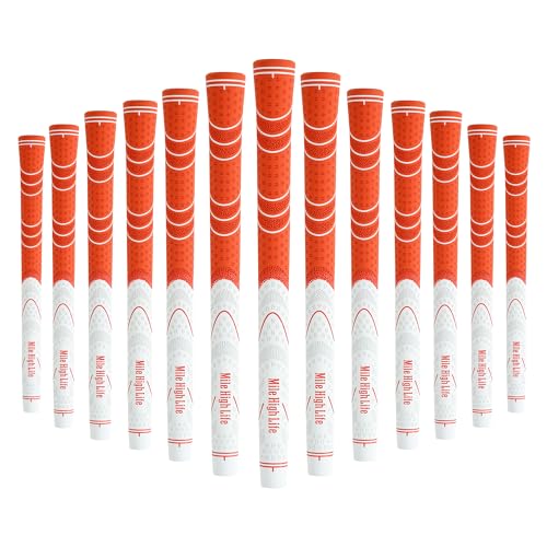 Mile High Life Golf Grips 13 Pack / 3 Pack - All-Weather Soft Rubber Golf Club Grips - High Shock Absorption, Enhanced Traction - Standard, Midsize & Jumbo Size (Core 0.58"-0.61") 13 Pieces