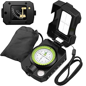 Proster IP54 Hiking Compass with Sighting Clinometer Professional Military Compass Aluminum Alloy Camping Compass Waterproof with Carry Bag