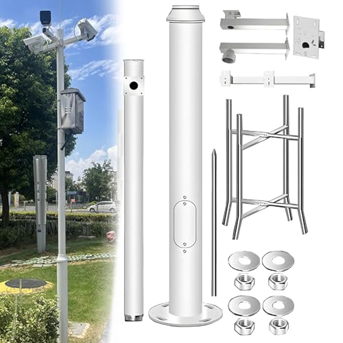Soporte de cámara de seguridad resistente para exteriores, poste extensor con soporte de tierra, poste de metal resistente a la intemperie para sistemas de CCTV