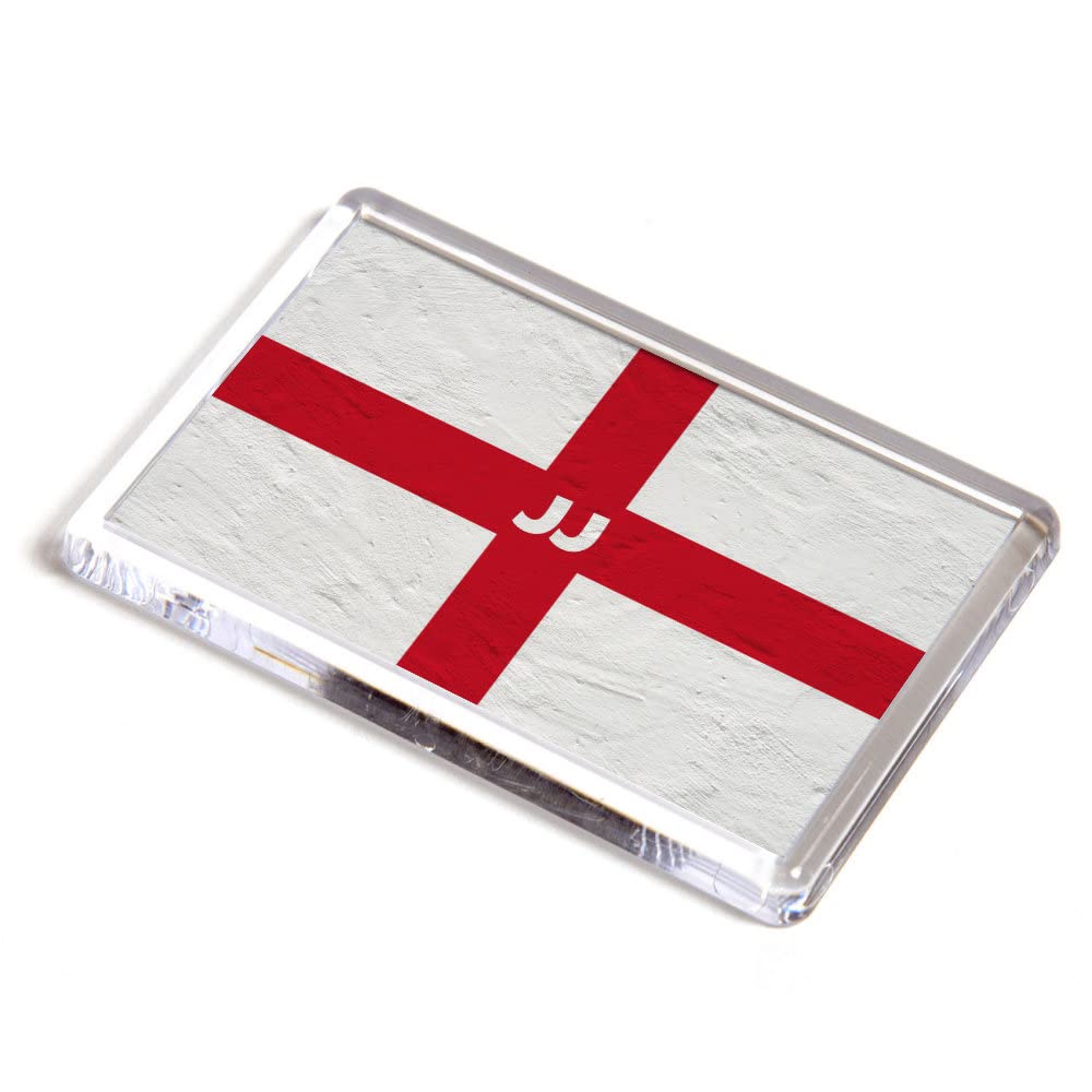 FRIDGE MAGNET - Jj - St George Cross/England Flag - Boy's Name Gift