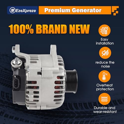 Image of Ezexpreze 11256N Alternator Fit for 2007-2019 Nissan Armada Frontier Pathfinder Titan Xterra, 2008-2010 Infiniti QX56, 2009-2012 Equator, 12V 130A OE#11256 23100-ZH00A 23100-ZH00B TG15C113