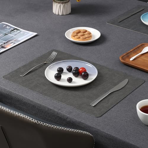 Myir JUN Placemats Set of 6, Dual Sided Faux Leather Place Mats for Indoor Outdoor Dining Tables, Heat-Resistant Non-Slip Washable Wipeable Table Mats (Gray Beige, Set of 6) by Myir JUN - Image 7