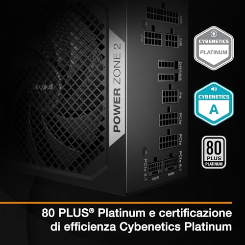 Power Zone 1200W alimentatore, 80 PLUS® Platinum e Cybenetics Platinum, raffreddamento semi-passivo zero RPM, Pure Wings 3 140mm, connettore 12V-2x6 a 90°, compatibilità PCIe 5.1/ATX 3.1 - Alimentatore - Immagine 1