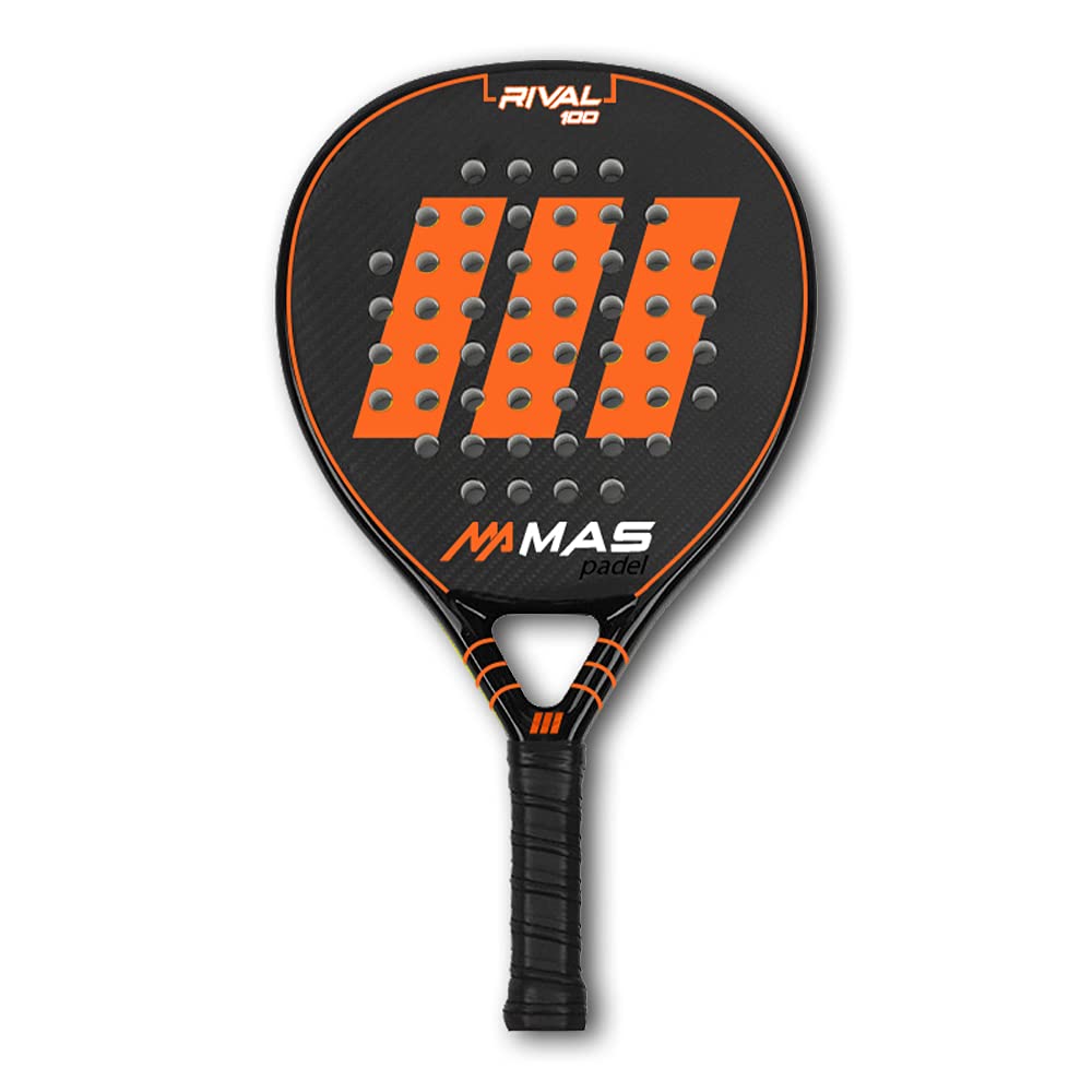 RIVAL 100, Racchetta da Padel, Arancione/Ardesia, Rivestimento 100% in Fibra di Carbonio, Custodia Inclusa
