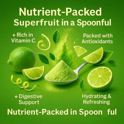 Image of Confect Lime Powder | Pure & Natural Fruit Powder for Smoothies, Baking, Beverages, Juices, Tea & DIY Recipes | Vegan, Gluten-Free, No Added Sugar - 200 Gms