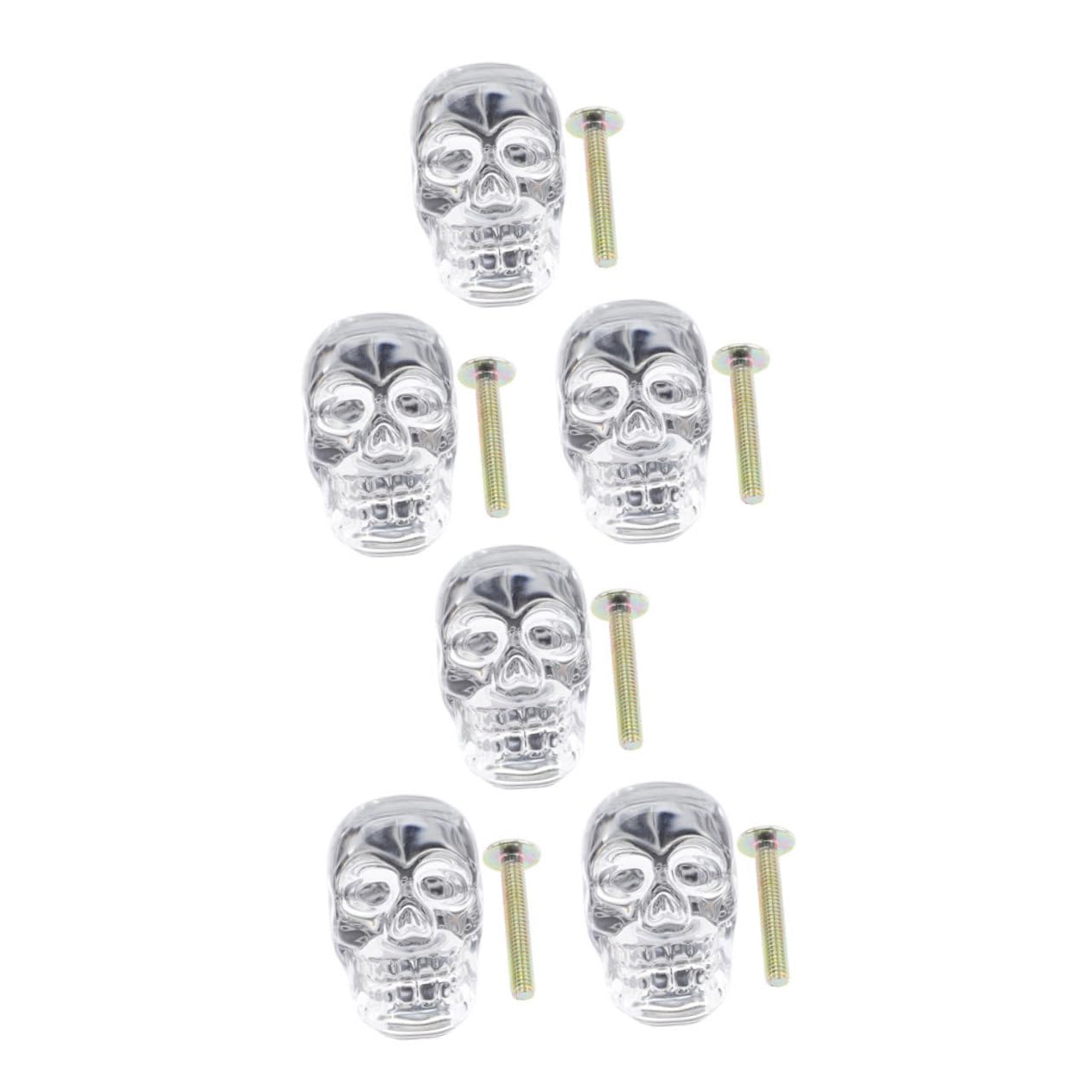 Poignées verre transparent crâne boutons de tiroir pour commode armoire meubles déco Homoyoyo 6x