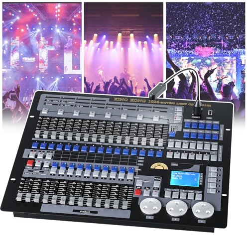 hKjPlvf Controlador DMX Controlador De IluminacióN De Escenario DMX 512 Controlador DMX De 1024 Canales para Consola De Luces Led Par, Luces De Cabeza Móvil, Equipo De DJ