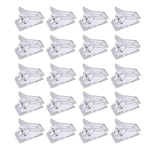 BRAVECOW 20pcs/set Nail Tips Clip Nail Art Tools DIY Extension Clamp Clips For Quick Building Poly Finger Nail Gel Clear Plastic Finger Extension