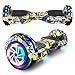 Hoverboard, Gyropode eléctrico de 6,5 pulgadas Hoverboard Hover Scooter Board con música Bluetooth, luces LED y potente motor para niños y adolescentes