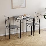 Vida Designs Roslyn Ensemble Table et chaises de Salle à Manger Moderne et Contemporain Gris béton 2 Places