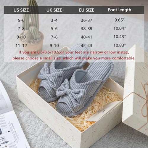Image of GOEWY Cute Slippers for Women Indoor and Outdoor Cozy Soft Bow Open Toe Womens Slippers with Memory Foam Anti-Skid Sole Slides Spa Birthday Gifts for Women Mom Her Ladies Bridesmaid