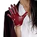 DooWay Fashion Short Leather Gloves for Women Costume Wet Look Faux Patent PU Driving Dress Gloves (Burgundy)