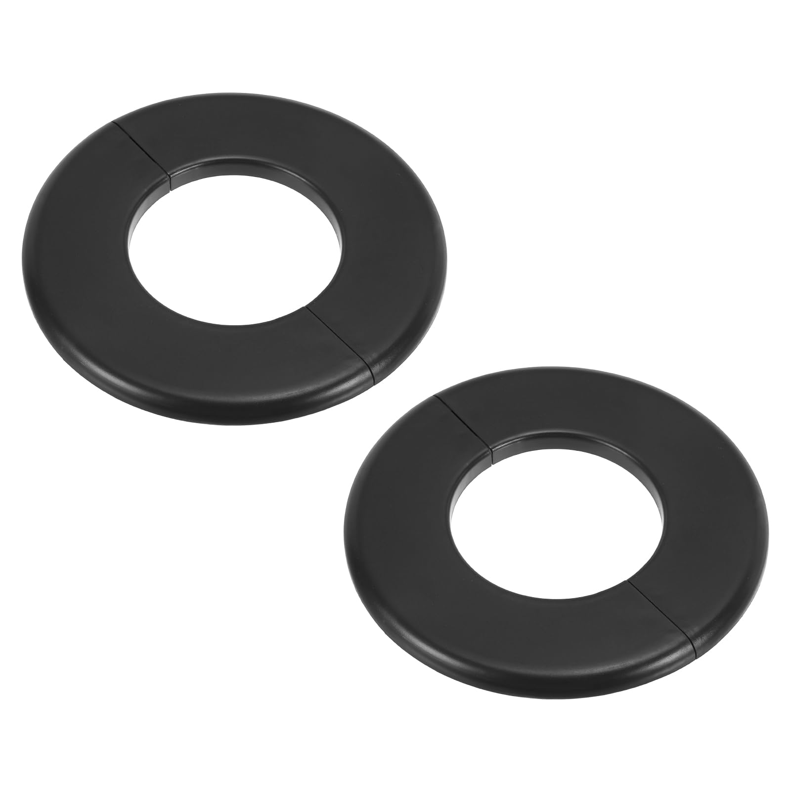 sourcing map 2Pcs Wall Split Flange, ABS Self-Adhesive Escutcheon Plate for 64mm/2.5" Diameter, Water Pipe Cover for Kitchen Toilet Faucet Decoration, Black