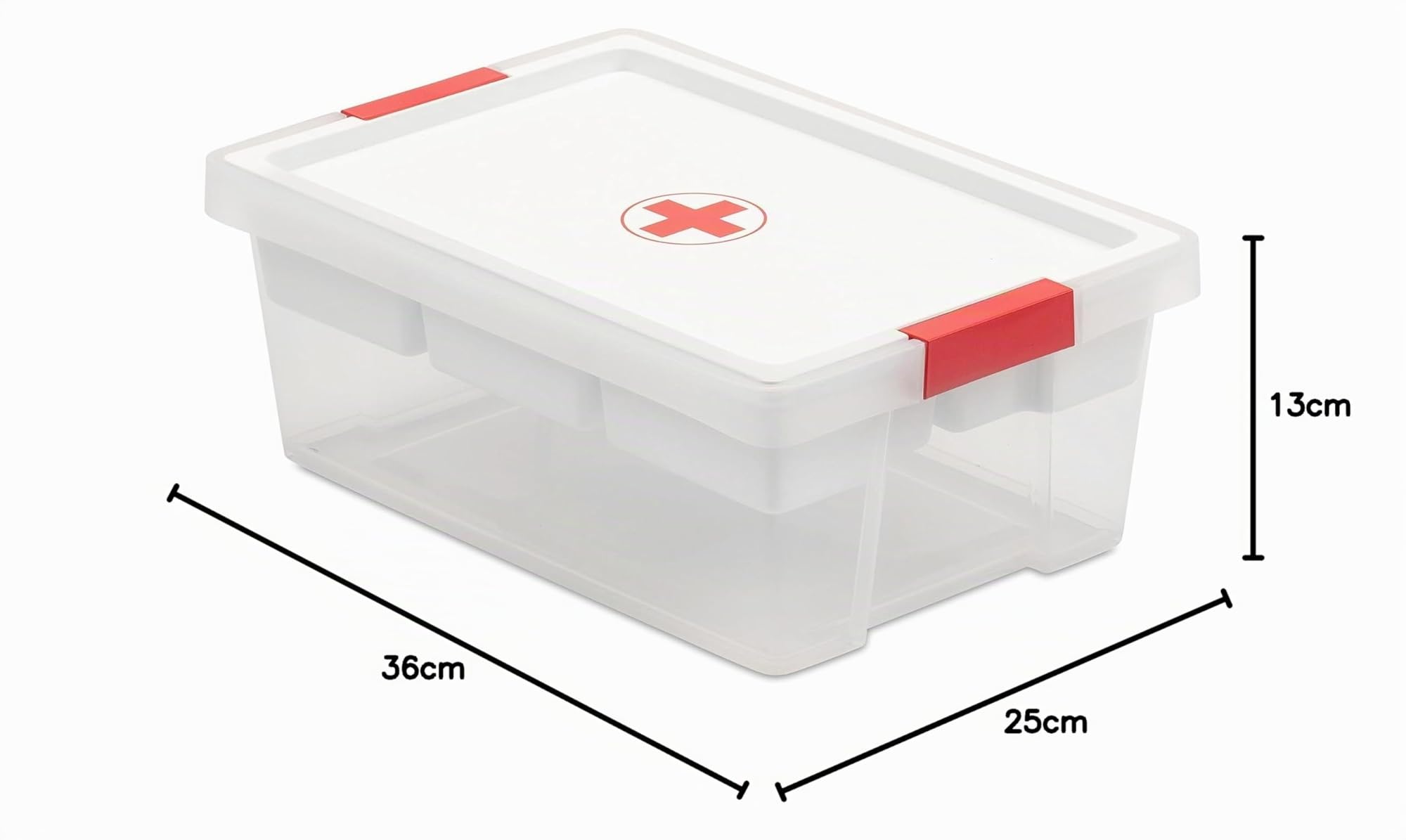 Tatay Caja Botiquín 7L | Caja Almacenaje Plastico con Bandeja de 5 Compartimentos | Tapa con Bisagra Incluida | Asas Ergonómicas | Plástico Reciclado Libre BPA | 25x36x13,5 cm, Blanco