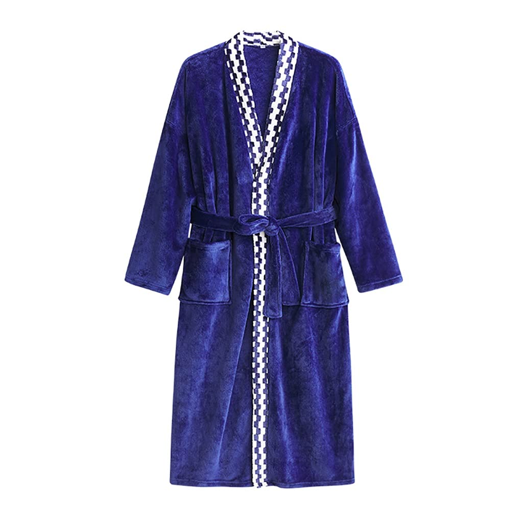 Peignoir en flanelle grande taille XL avec doublure épaissie pour homme