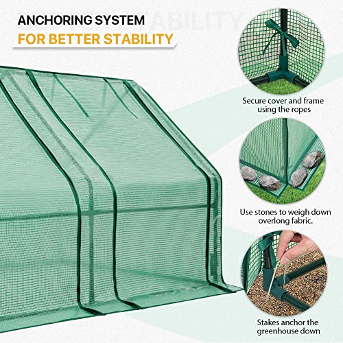 EAGLE PEAK Tunnel Greenhouse Garden Green House with Roll-Up Zipper Doors, Portable, 71\"x36\"x36\", Clear/Green PE Cover