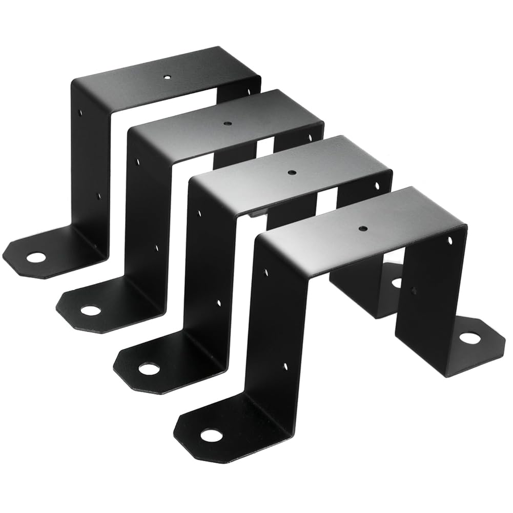Aurelicxy Black 4Pcs Strap Post Ties Deck Fence For Post U Bracket,Can Be Fence Post Brackets For Metal Posts