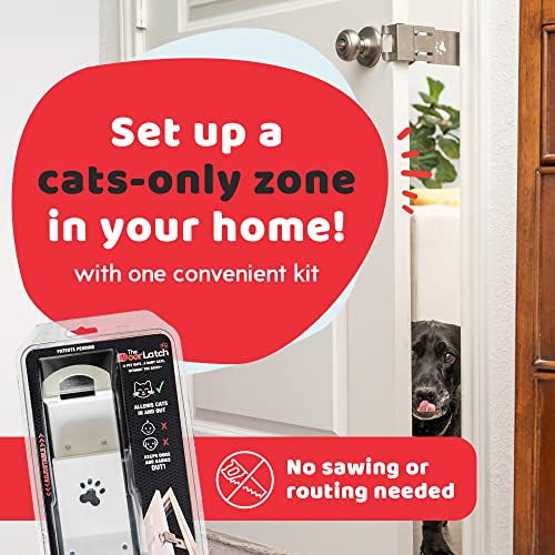 Thedoorlatch Cat Door Strap And Latch, Sturdy Door Holder For Keeping Dogs And Kids Out Of Rooms, Litter Boxes, And Food, Steel Silver Color Cat Door Latch #TOP1