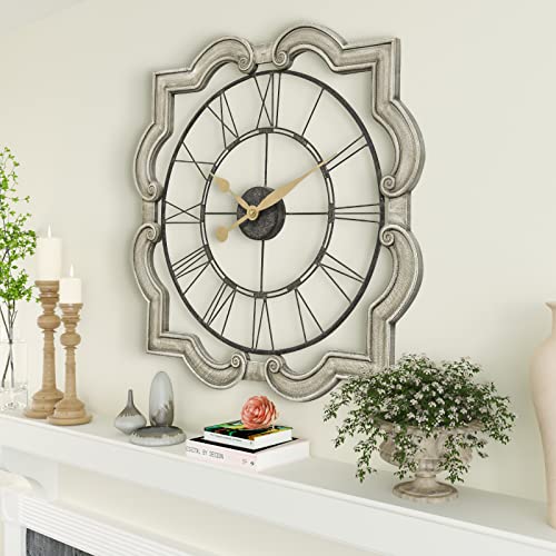 Thcisl Farmhouse-Wall-Clock, Large Wall Clock Battery Operated With Wooden Frame, 24In Silent Non Ticking Wall Clock For Living Room Foyer Entryway Hallway Bedroom Decor #TOP2