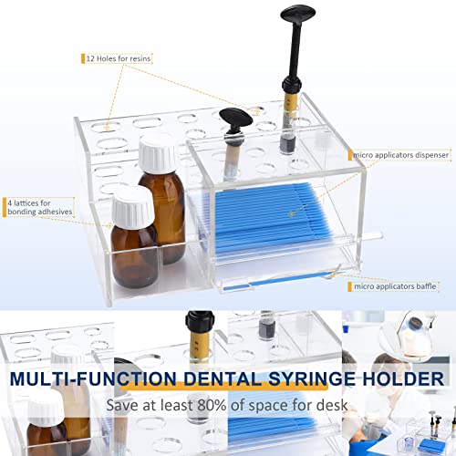 Dental Multi-Function Composite Syringe Holder, Acrylic Resin Adhesive Organizer, Plastic Case Placement Rack For Dental Composite Resin Adhesive Syringes #TOP1