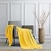 Large Yellow Cotton Knit Throw Blanket for Couch Sofa Bed - Home Decorative Soft Cozy Sweater Woven Fall Cable Oversize Knitted Blankets - 3.4 pounds 60 x 80 Inch
