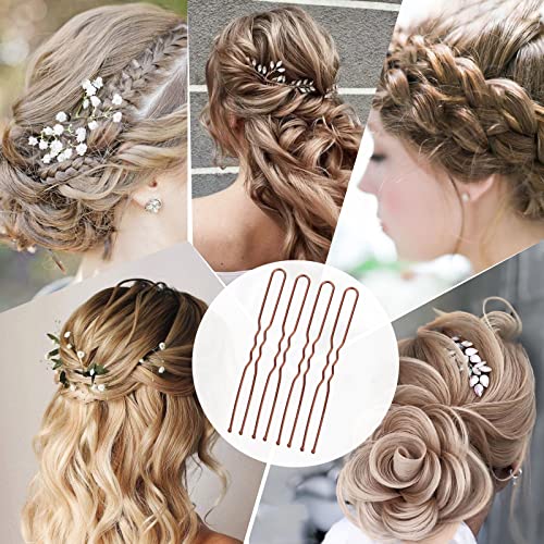 Mbsomnus 200pcs Hair Pins 7cm U-Shaped Long Bobby Pins Brown Hair Bun with Storage Box Grips for Thick Women Girls Wedding Styling Accessories - Image 2