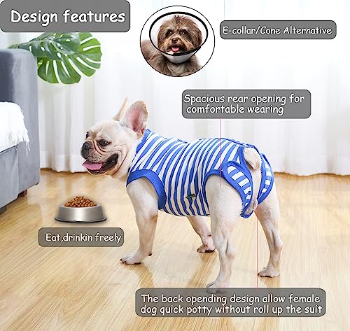 Image of Dog Recovery Suit Surgery Shirt,Medium Female Male Wound Protective Suit,Blue M