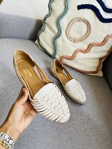 Image of Macarena Collection Leather Sandals for Women | Handmade Mexican Huarache | Woven Slip-On Shoes with Cushioned Insole | Artisan Crafted Genuine Leather